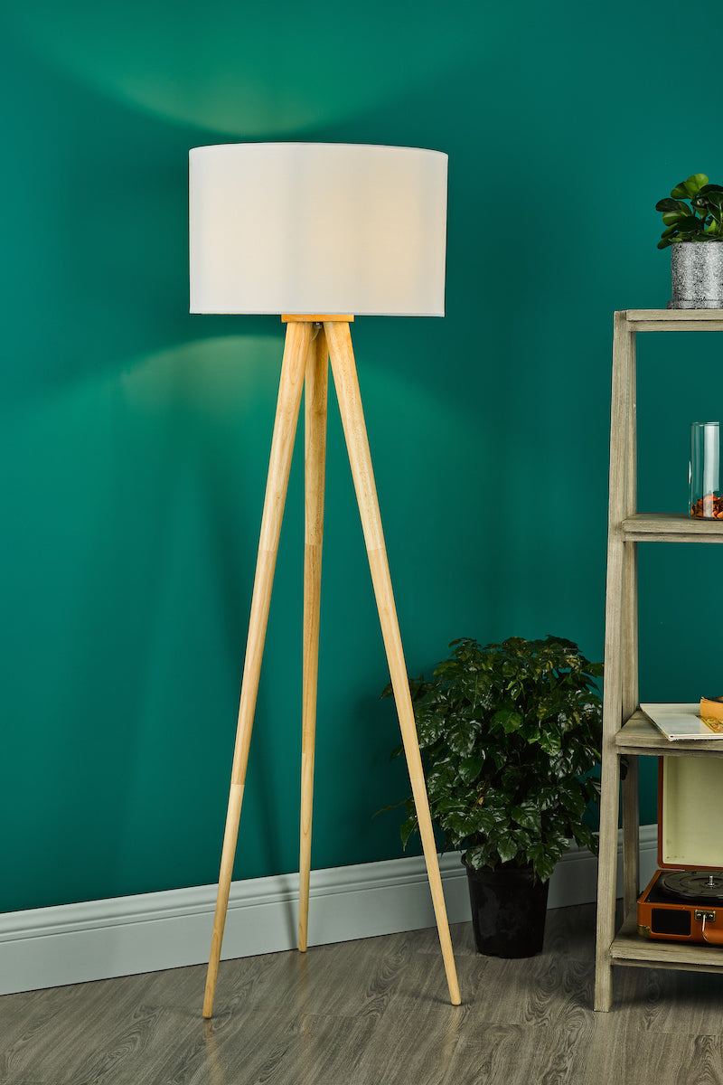 Ivor Tripod Floor Lamp Light Oak Base Only<br>Light Wood