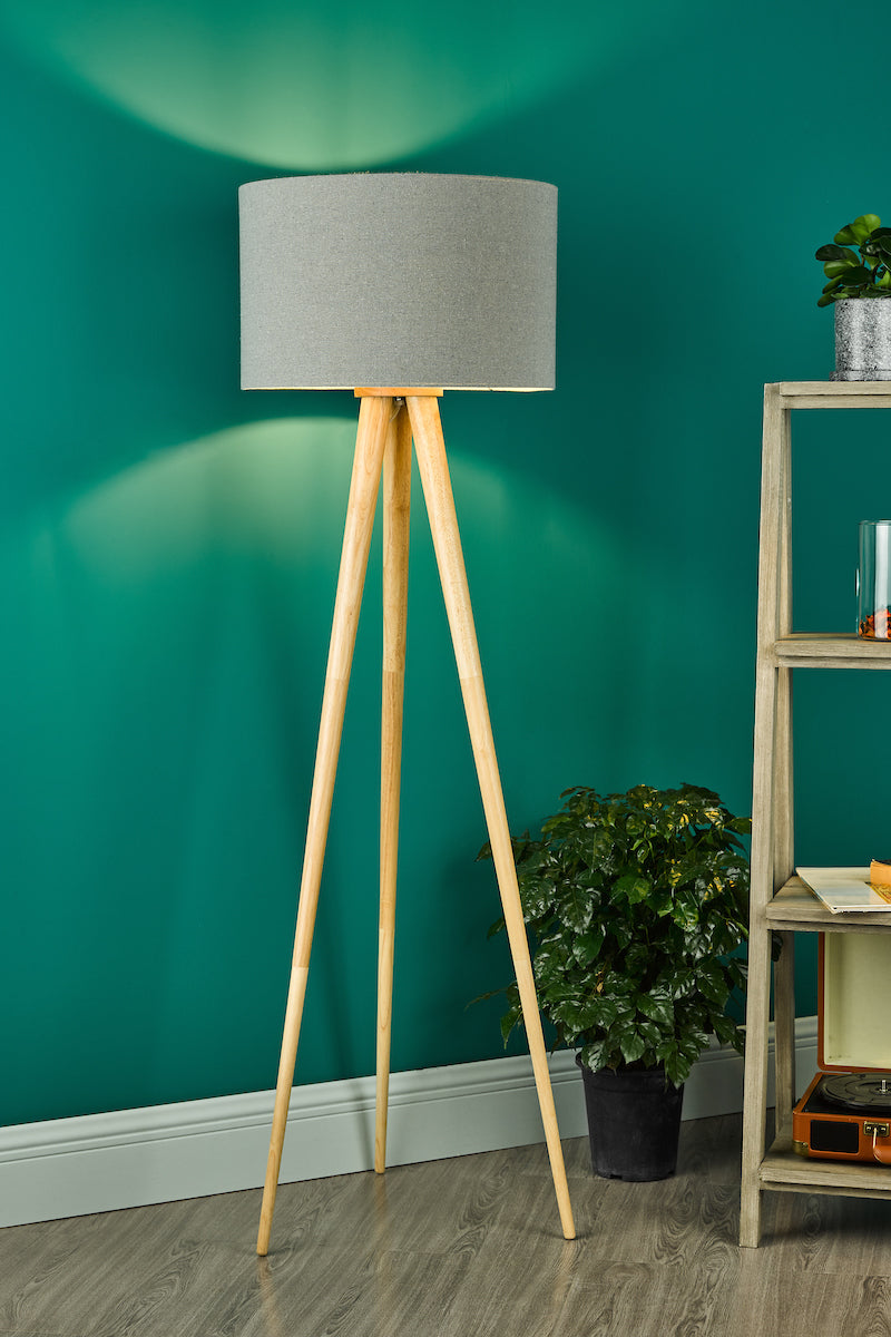 Ivor Tripod Floor Lamp Light Oak Base Only<br>Light Wood