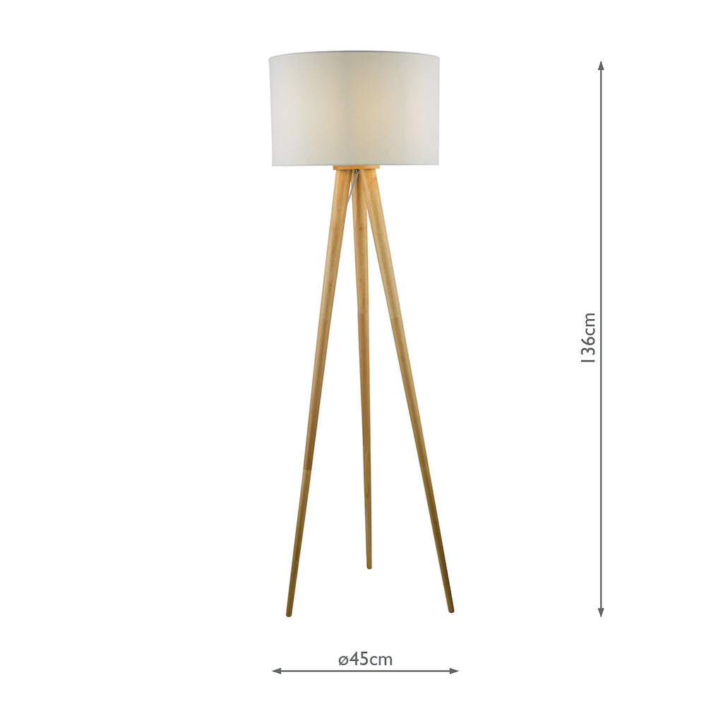 Ivor Tripod Floor Lamp Light Oak Base Only<br>Light Wood
