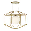 Izmir 1 Light Pendant Hexagonal Old Gold Frame Opal Glass<br>Gold Leaf