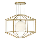 Izmir 1 Light Pendant Hexagonal Old Gold Frame Opal Glass<br>Gold Leaf