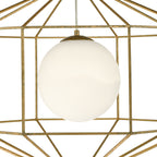 Izmir 1 Light Pendant Hexagonal Old Gold Frame Opal Glass<br>Gold Leaf
