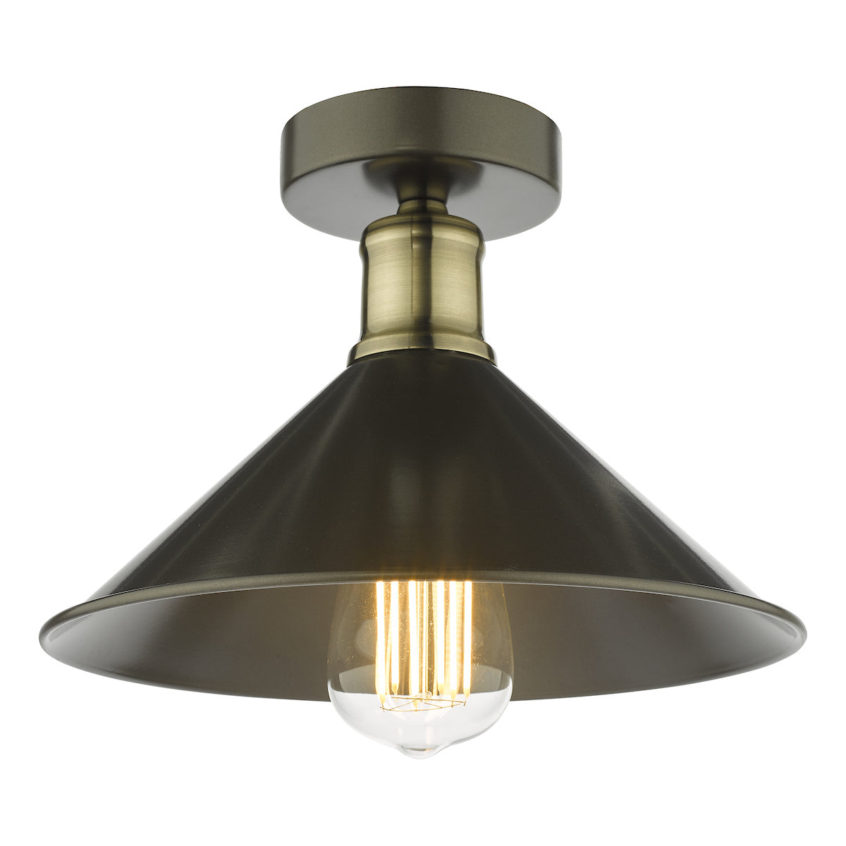 Jalen 1 Light Flush Graphite Antique Brass<br>Matt Grey