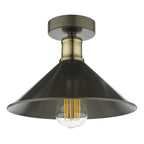 Jalen 1 Light Flush Graphite Antique Brass<br>Matt Grey