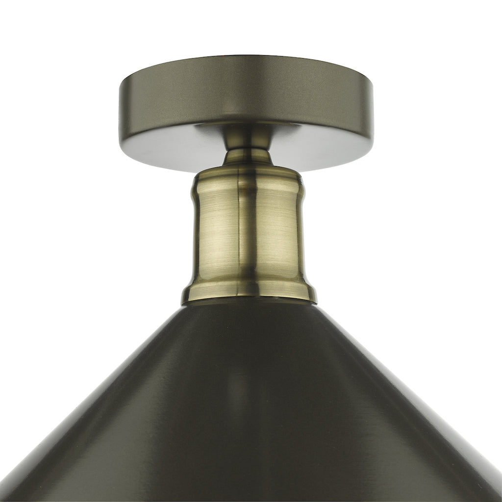 Jalen 1 Light Flush Graphite Antique Brass<br>Matt Grey