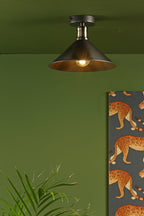 Jalen 1 Light Flush Graphite Antique Brass<br>Matt Grey