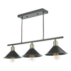 Jalen 3 Light Bar Pendant Graphite Antique Brass<br>Matt Grey