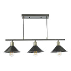 Jalen 3 Light Bar Pendant Graphite Antique Brass<br>Matt Grey