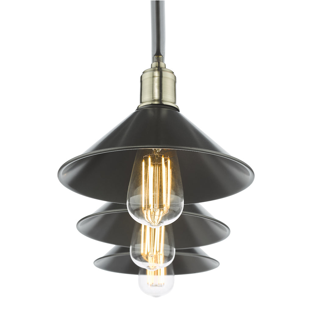 Jalen 3 Light Bar Pendant Graphite Antique Brass<br>Matt Grey