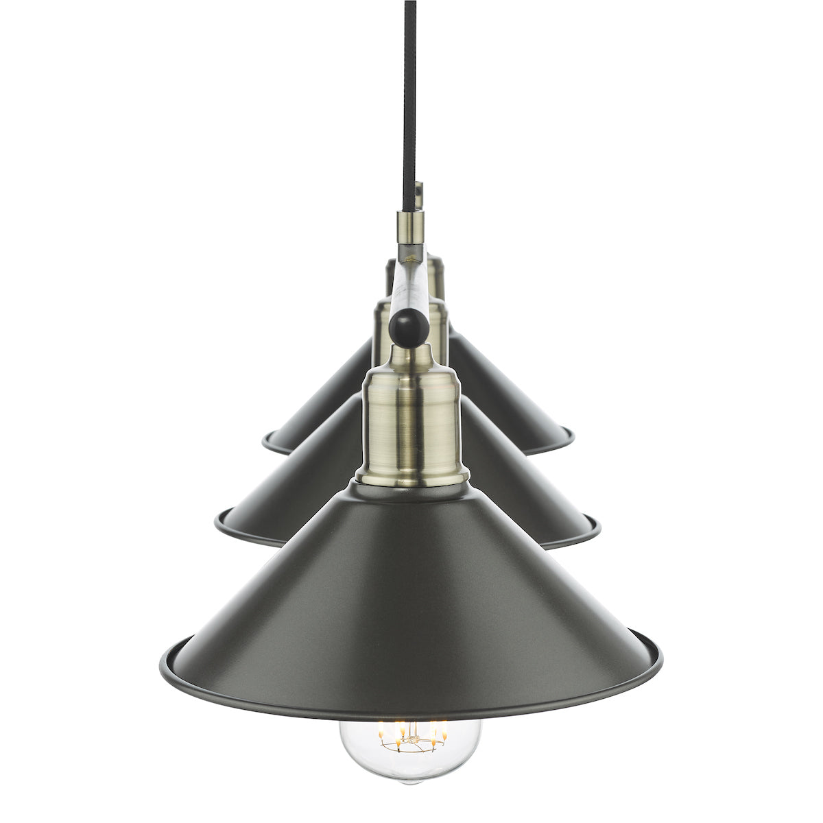 Jalen 3 Light Bar Pendant Graphite Antique Brass<br>Matt Grey