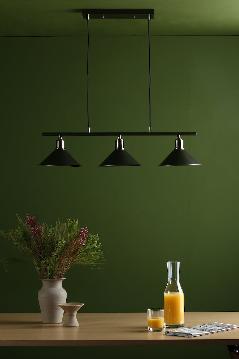 Jalen 3 Light Bar Pendant Graphite Antique Brass<br>Matt Grey