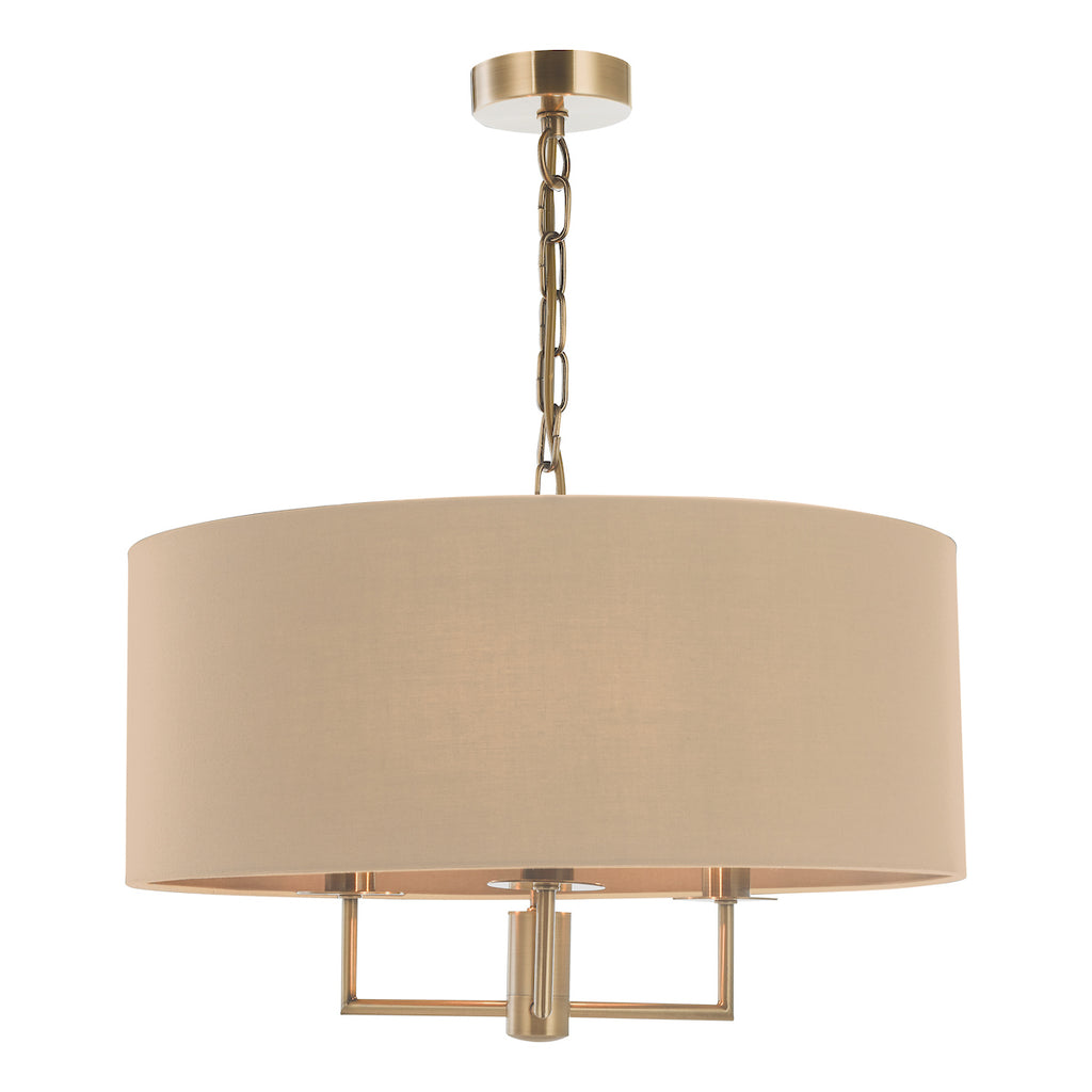 Jamelia 3 Light Shadelier Antique Brass Taupe Shade<br>Antique Brass