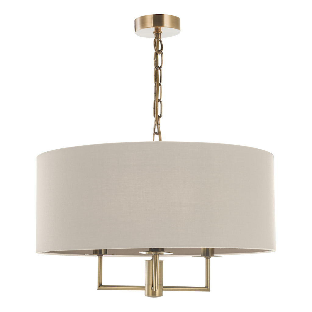 Jamelia 3 Light Shadelier Antique Brass Taupe Shade<br>Antique Brass