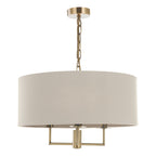 Jamelia 3 Light Shadelier Antique Brass Taupe Shade<br>Antique Brass
