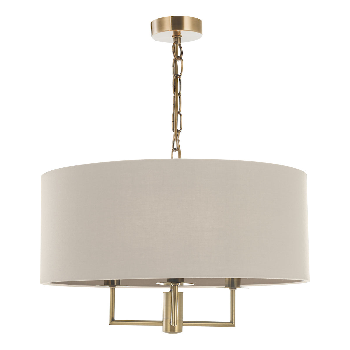 Jamelia 3 Light Shadelier Antique Brass Taupe Shade<br>Antique Brass