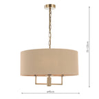 Jamelia 3 Light Shadelier Antique Brass Taupe Shade<br>Antique Brass