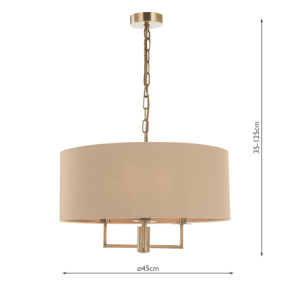Jamelia 3 Light Shadelier Antique Brass Taupe Shade<br>Antique Brass