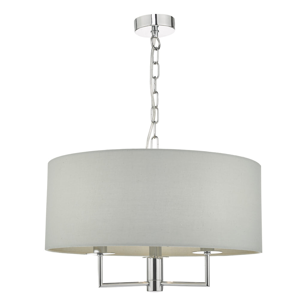 Jamelia 3 Light Pendant Polished Chrome & Grey<br>Polished Chrome