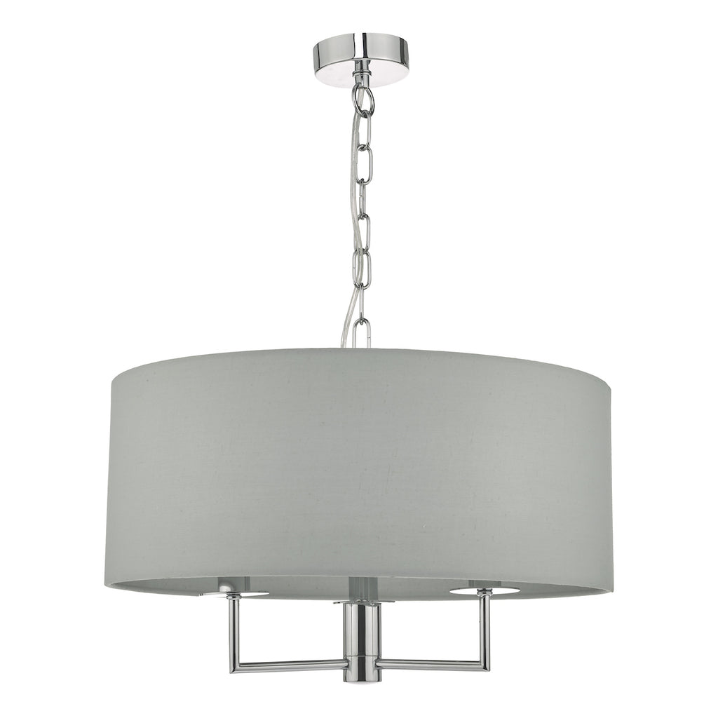 Jamelia 3 Light Pendant Polished Chrome & Grey<br>Polished Chrome