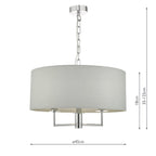 Jamelia 3 Light Pendant Polished Chrome & Grey<br>Polished Chrome