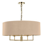 Jamelia 5 Light Shadelier Antique Brass Taupe Shade<br>Antique Brass