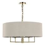 Jamelia 5 Light Shadelier Antique Brass Taupe Shade<br>Antique Brass