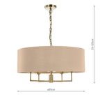 Jamelia 5 Light Shadelier Antique Brass Taupe Shade<br>Antique Brass