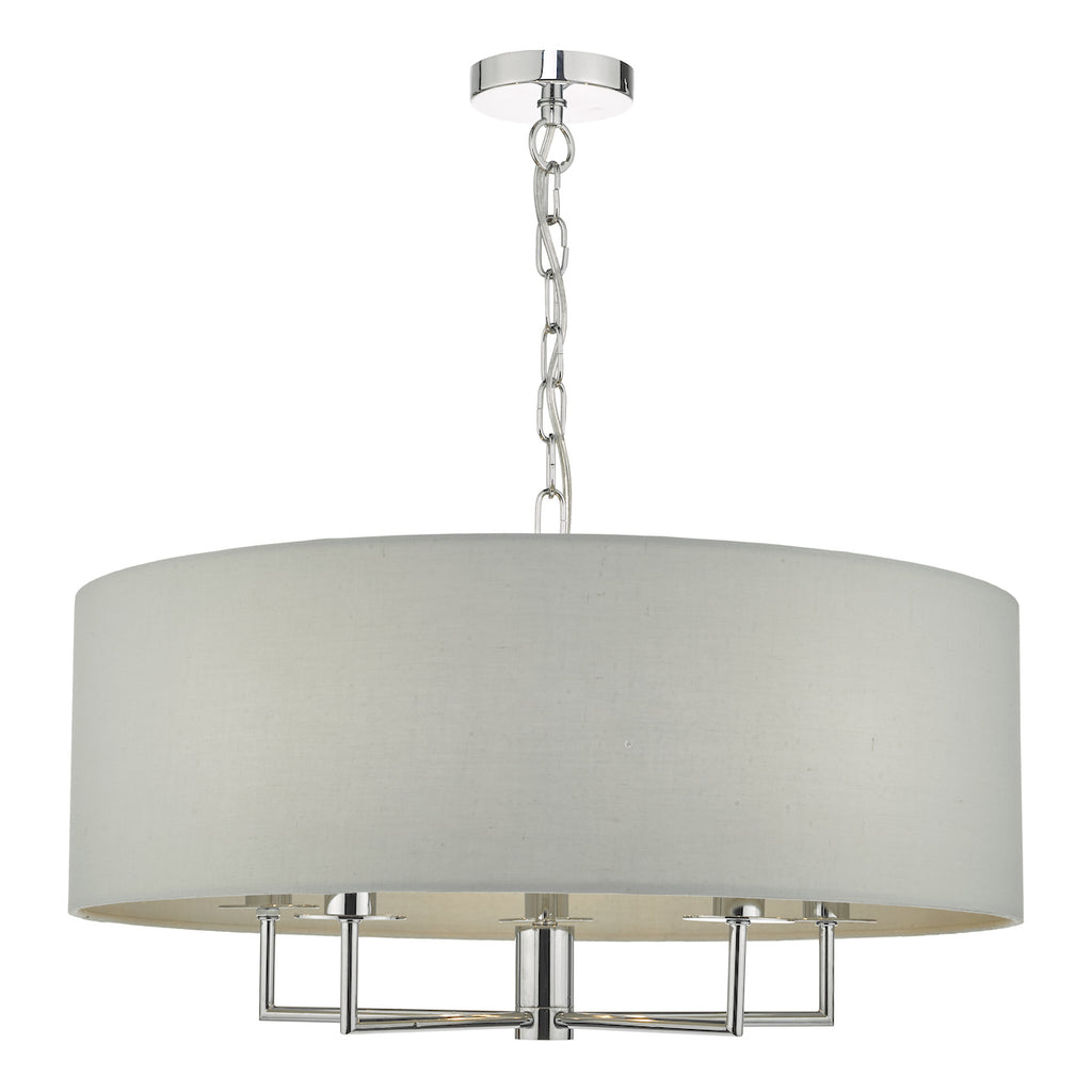 Jamelia 5lt Pendant Polished Chrome & Grey<br>Polished Chrome