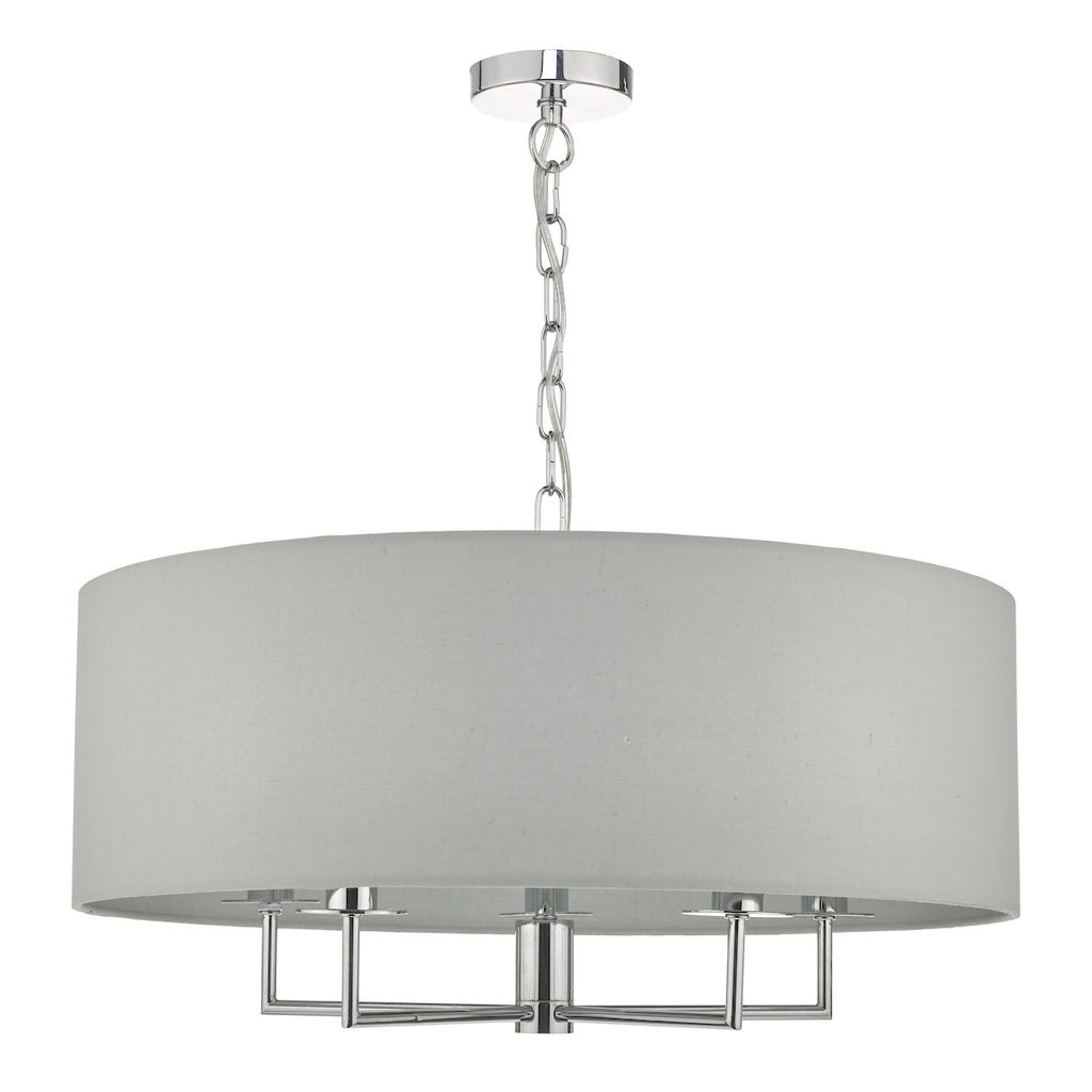 Jamelia 5lt Pendant Polished Chrome & Grey<br>Polished Chrome