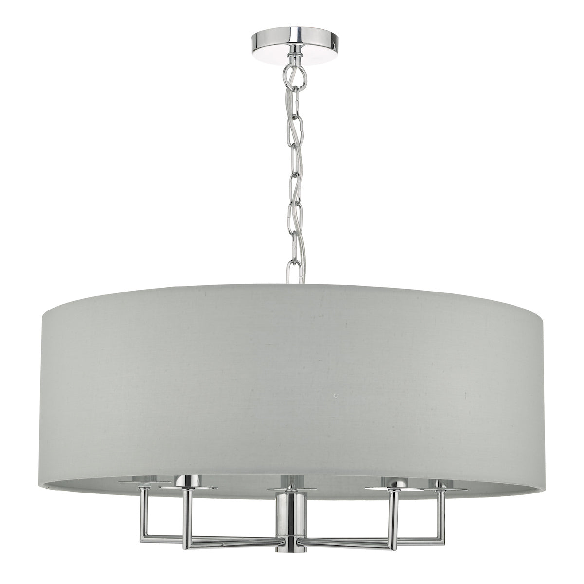 Jamelia 5lt Pendant Polished Chrome & Grey<br>Polished Chrome