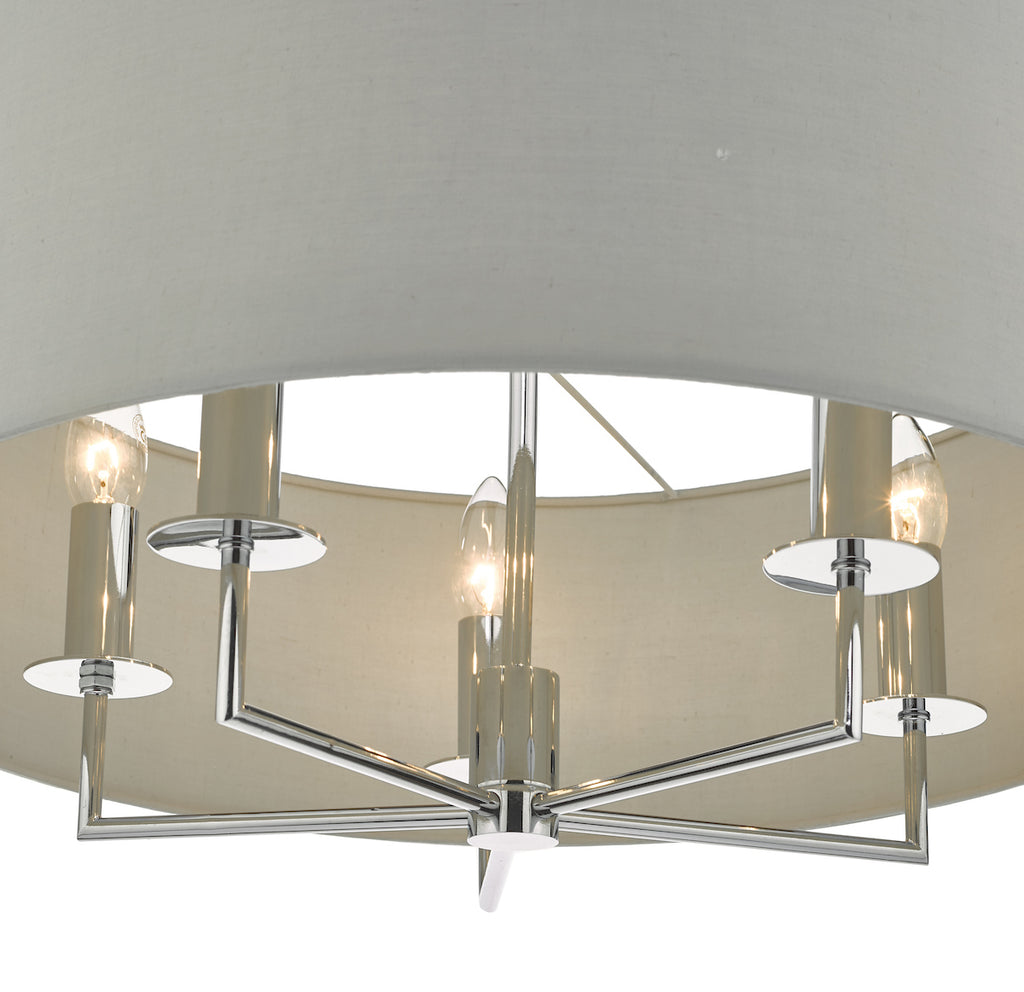 Jamelia 5lt Pendant Polished Chrome & Grey<br>Polished Chrome