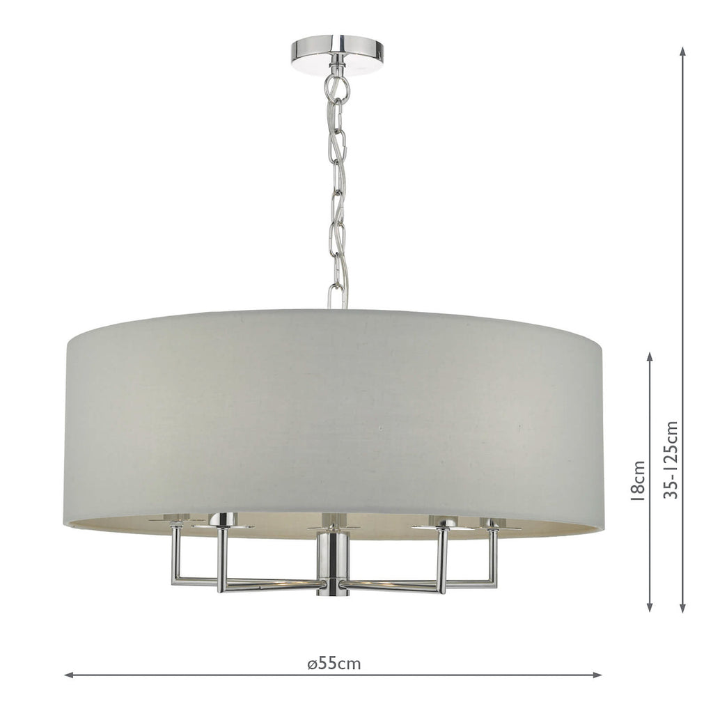 Jamelia 5lt Pendant Polished Chrome & Grey<br>Polished Chrome