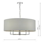 Jamelia 5lt Pendant Polished Chrome & Grey<br>Polished Chrome