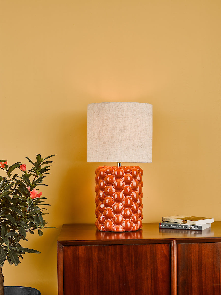 Jayden Table Lamp Orange Glaze With Shade <br>Orange Reactive Glaze