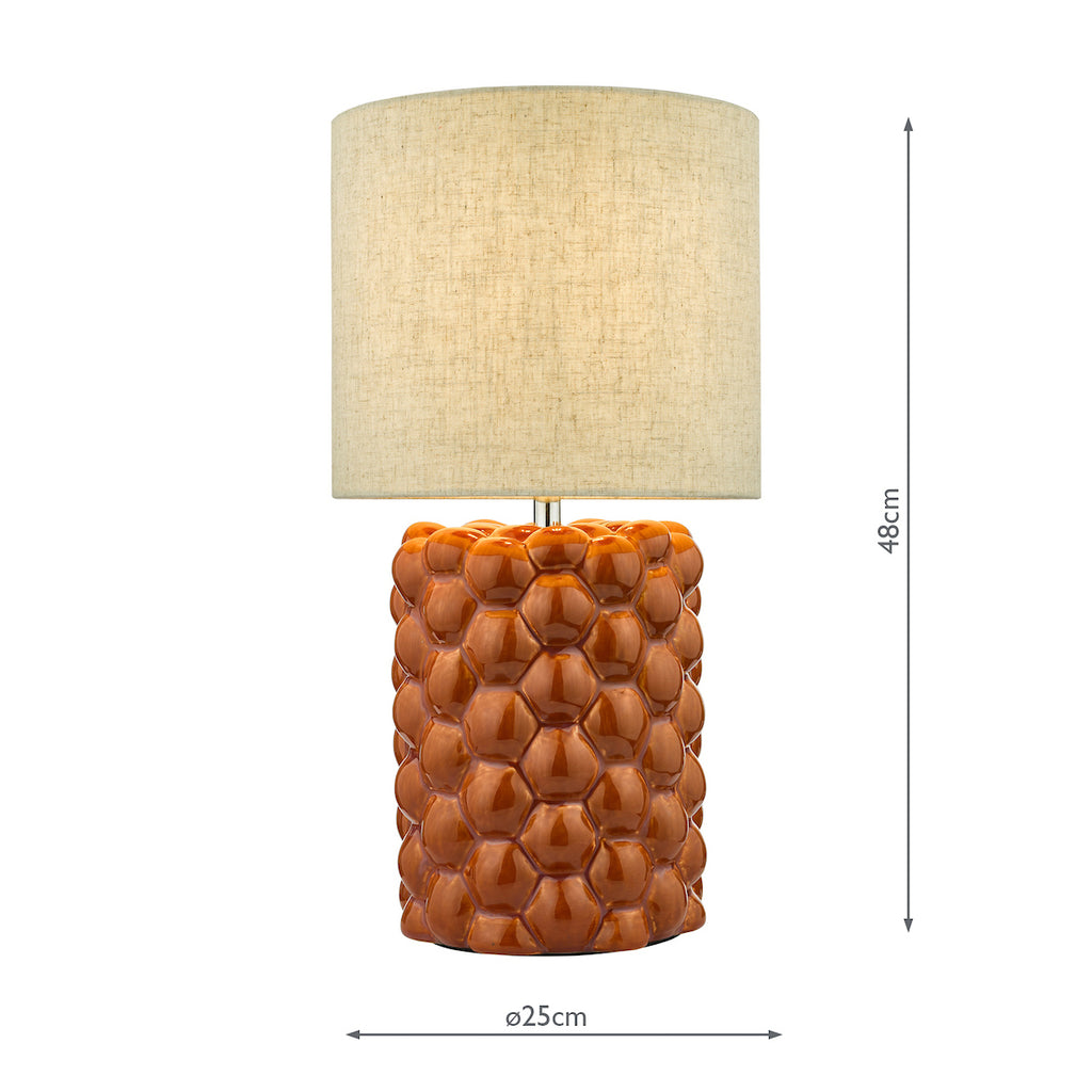 Jayden Table Lamp Orange Glaze With Shade <br>Orange Reactive Glaze