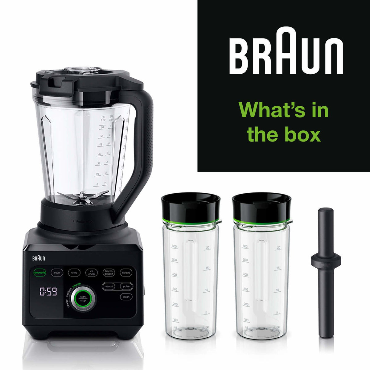 Braun JB9040BK 1600W 3L PowerBlend 9 Jug Blender Black