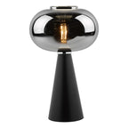 Jensen Table Lamp Smoked Glass Satin Black<br>Smoked Glass