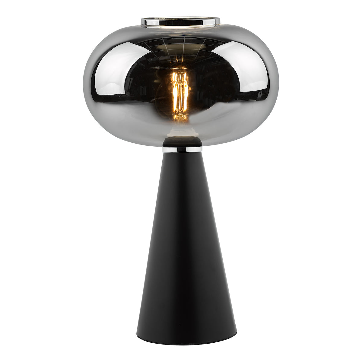 Jensen Table Lamp Smoked Glass Satin Black<br>Smoked Glass