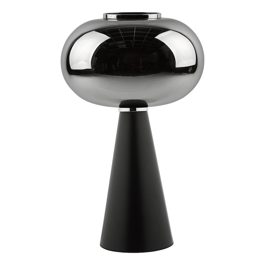 Jensen Table Lamp Smoked Glass Satin Black<br>Smoked Glass