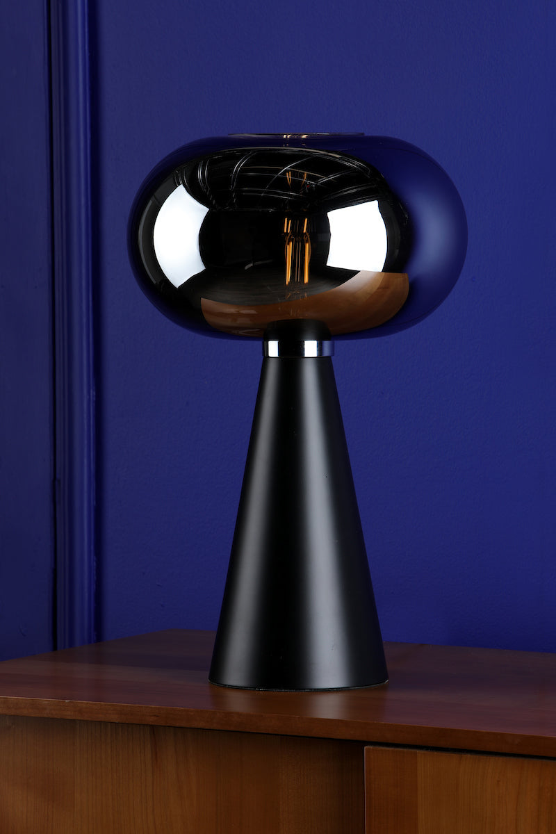 Jensen Table Lamp Smoked Glass Satin Black<br>Smoked Glass