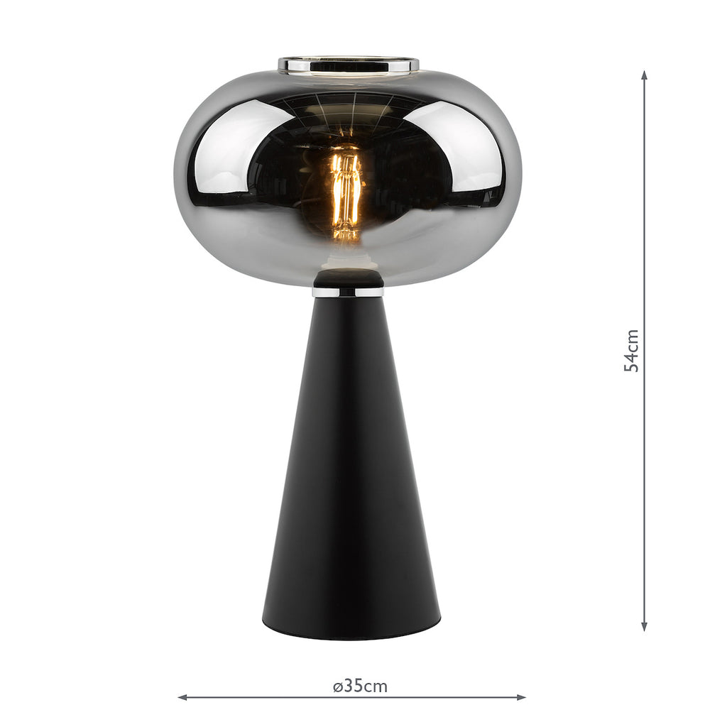 Jensen Table Lamp Smoked Glass Satin Black<br>Smoked Glass
