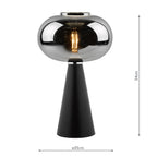 Jensen Table Lamp Smoked Glass Satin Black<br>Smoked Glass