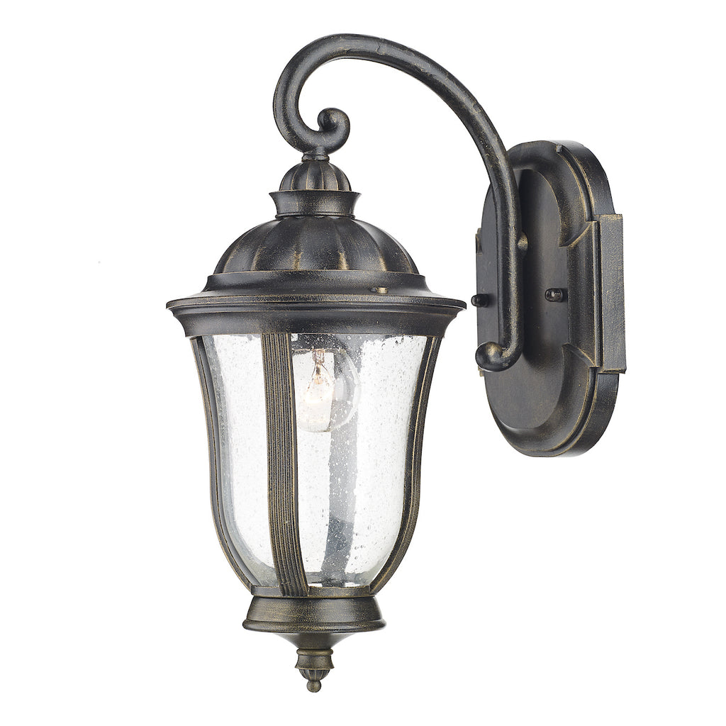 Johnson Outdoor Wall Light Black/Gold Glass IP44<br>Matt Black Gold