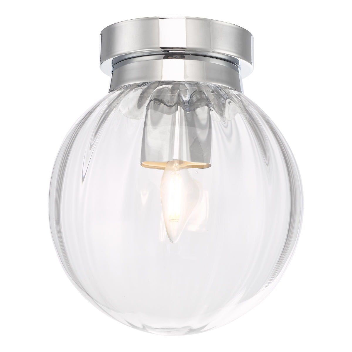 Kavi Bathroom Flush Polished Chrome Glass IP44<br>Ribbed Glass