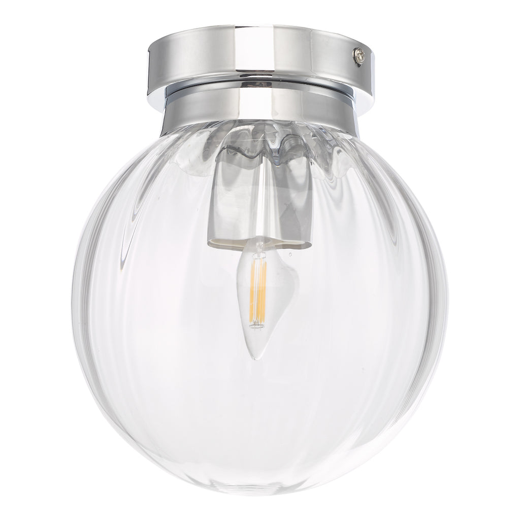 Kavi Bathroom Flush Polished Chrome Glass IP44<br>Ribbed Glass