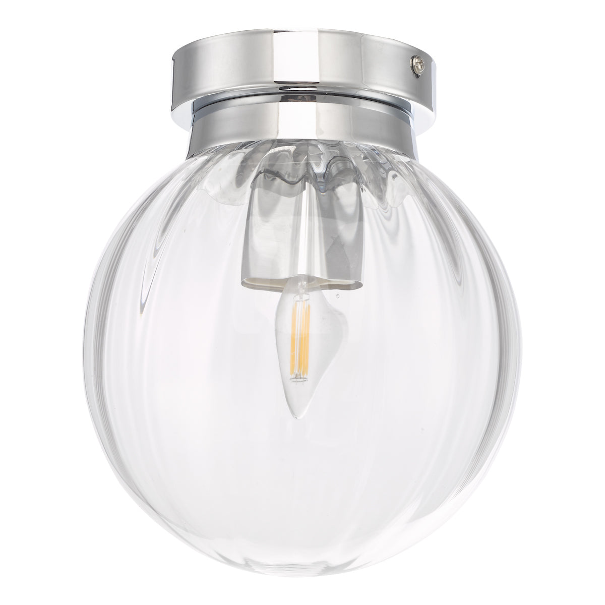 Kavi Bathroom Flush Polished Chrome Glass IP44<br>Ribbed Glass
