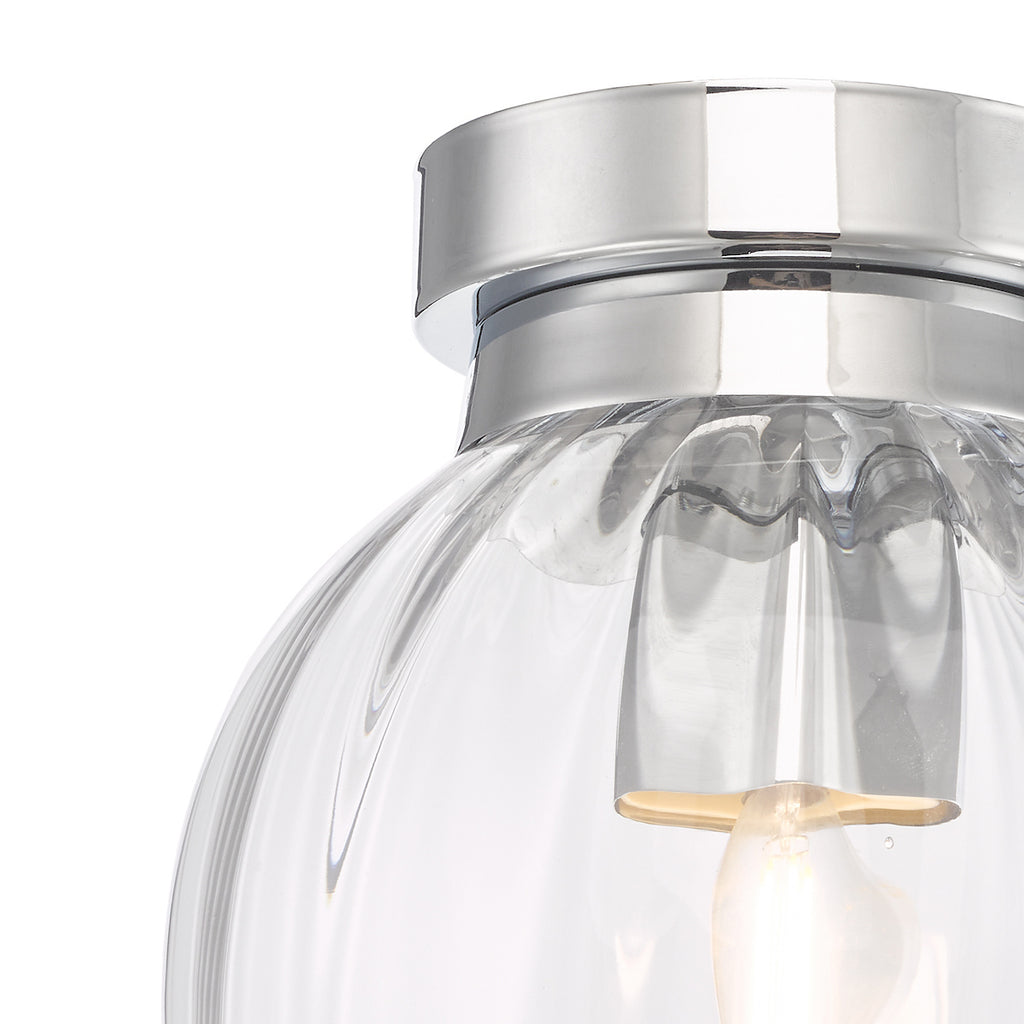 Kavi Bathroom Flush Polished Chrome Glass IP44<br>Ribbed Glass