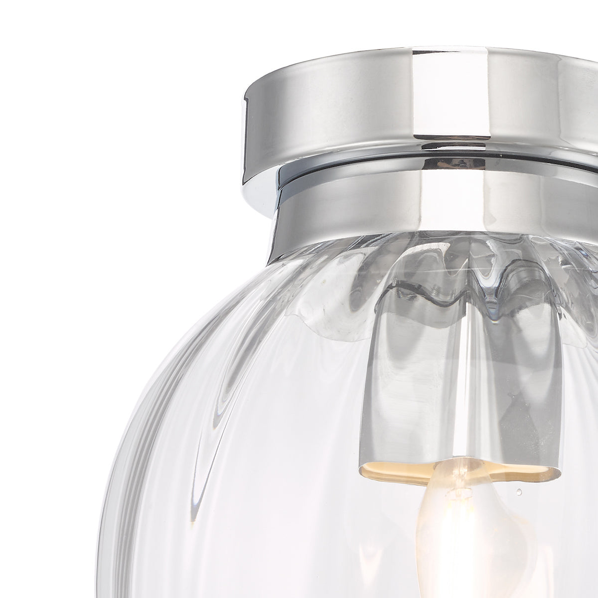 Kavi Bathroom Flush Polished Chrome Glass IP44<br>Ribbed Glass