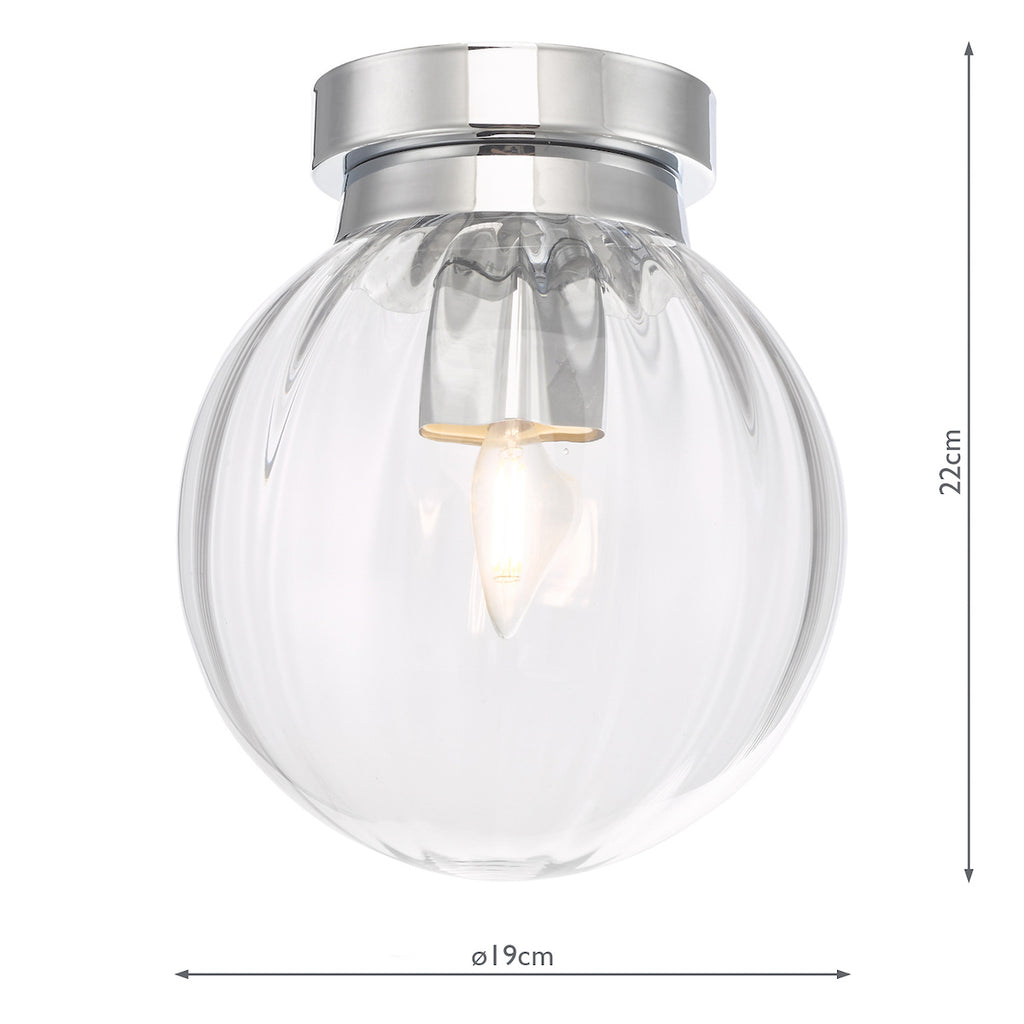 Kavi Bathroom Flush Polished Chrome Glass IP44<br>Ribbed Glass