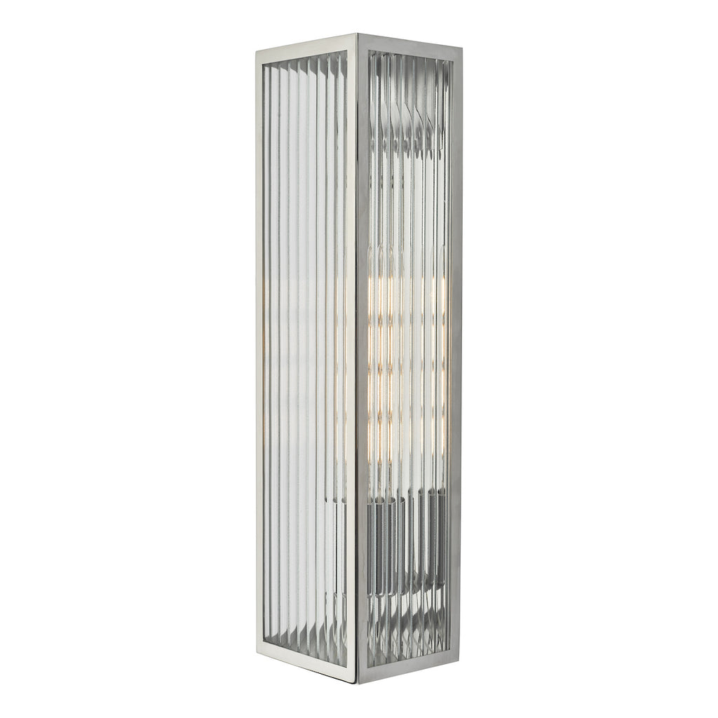 Keegan Large Bathroom Wall Light Polished Stainless Steel Glass IP44<br>Polished Stainless Steel